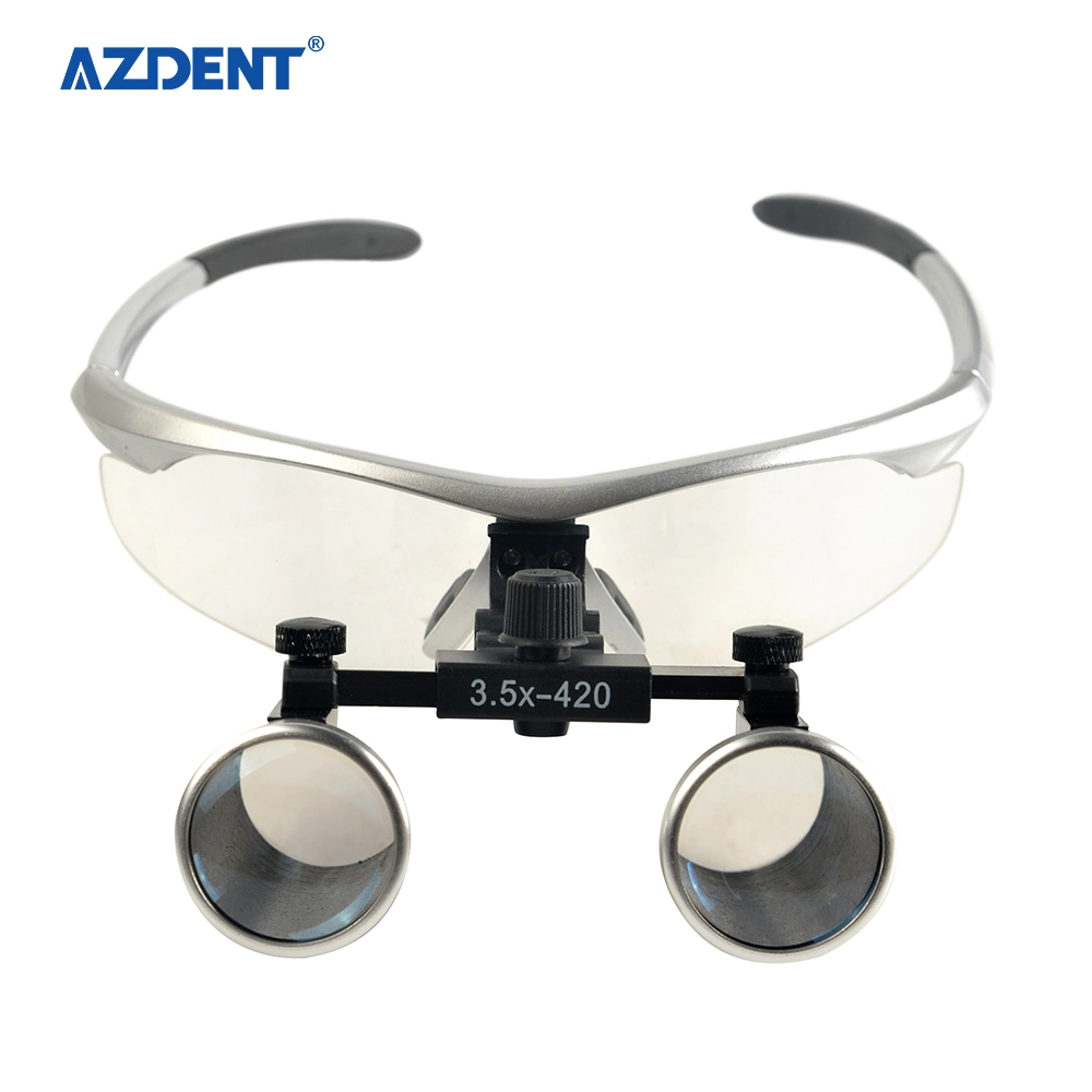 Azdent Dental Medical Headlight Dentist Clinic Use Portable Red Color Headband Magnifier Loupe 3.5X-420 Sliver Color