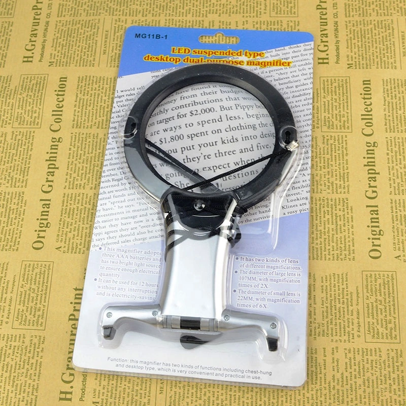 Suspender Design Elderly Reading Magnifier Lamp Loupe