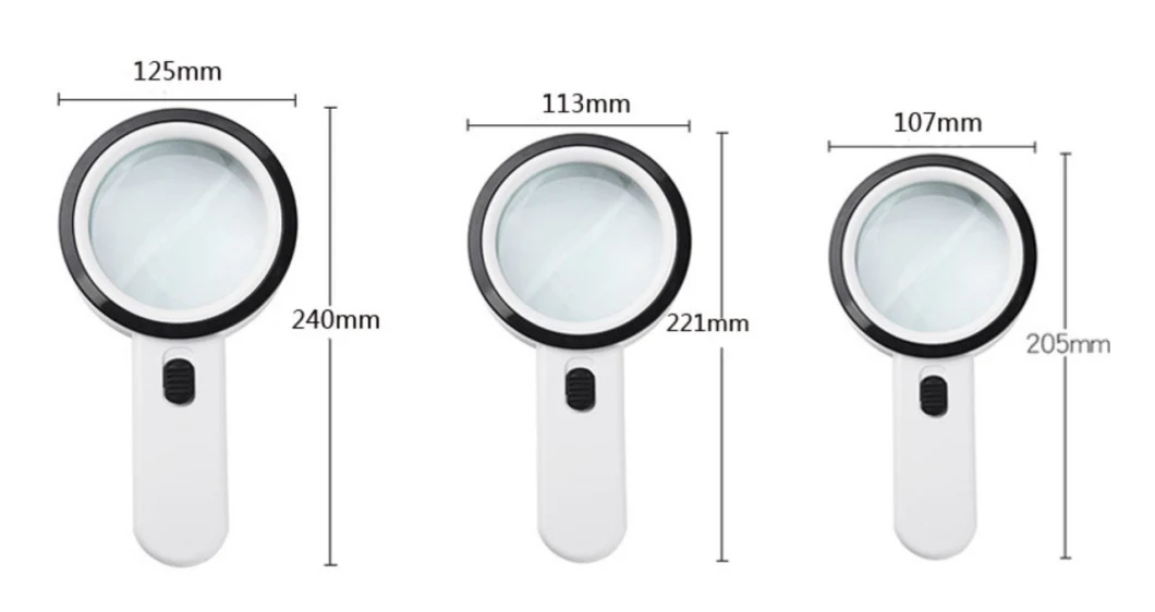 30X Handheld Large Magnifying Glass 12 LED Illuminated Lighted Magnifier