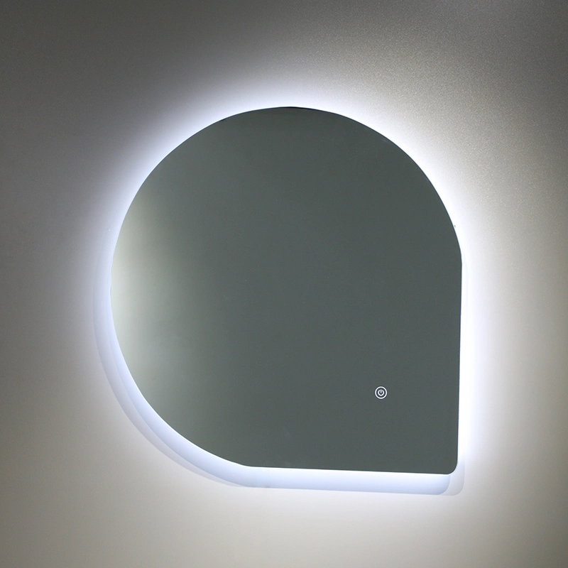 Half Moon Irregular Shape Smart Touch Screen Mirror Frameless Backlit LED Light Wall Mirror