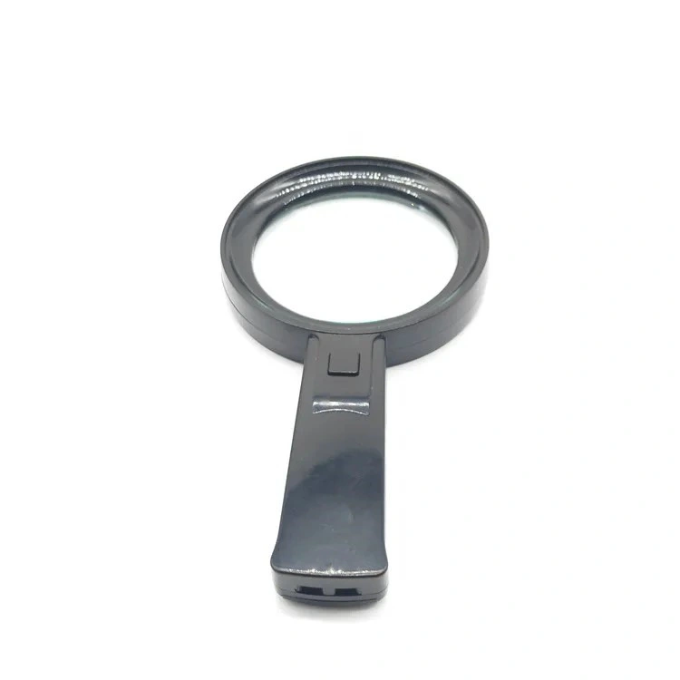 Black Plastic Hand-Held Magnifying Glass with 6LED Lamp Portable Magnifying Glass Reading Magnifying Glass