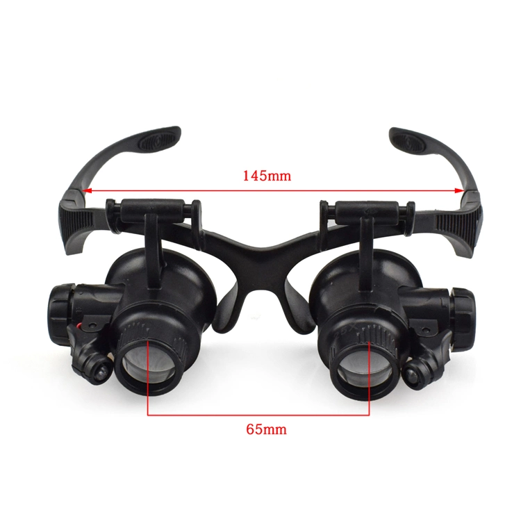 Headband 10X 15X 20X 25X Multi-Power Double LED Lights Magnifier Eye Glasses