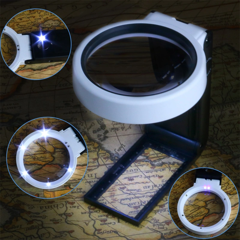 Series LED Lighted Hands Free Magnifying Glass with Light Stand-Portable Illuminated Magnifier