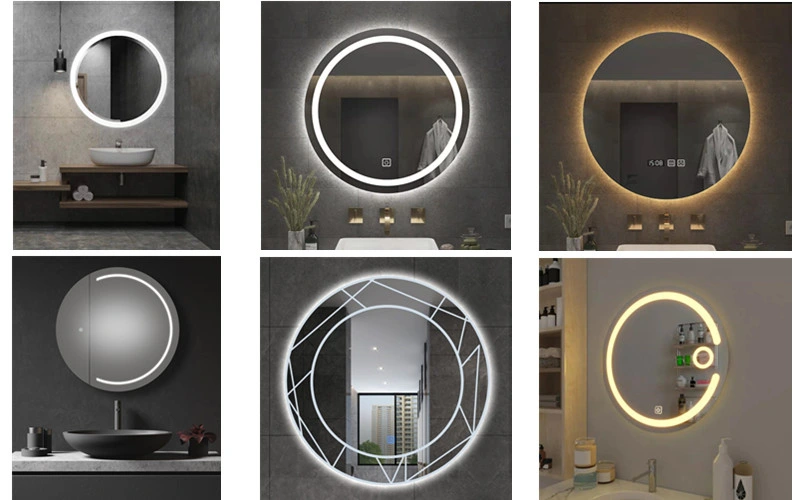 Half Moon Irregular Shape Smart Touch Screen Mirror Frameless Backlit LED Light Wall Mirror