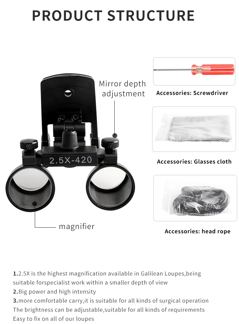 Medical Equipments 2.5X Teeth Clip Dental Magnifier with Clip-on Clamp Clinical Dentist Surgery Loupes