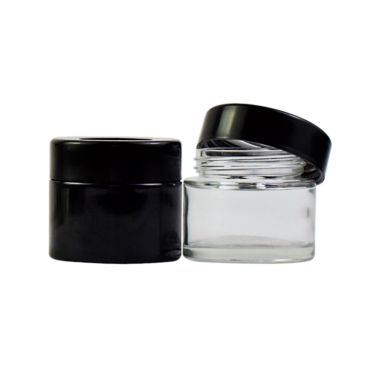 Magnifying Cr Lld Clear and Black Magnified Glass Jar with 1oz 2oz 3oz 4oz 5oz