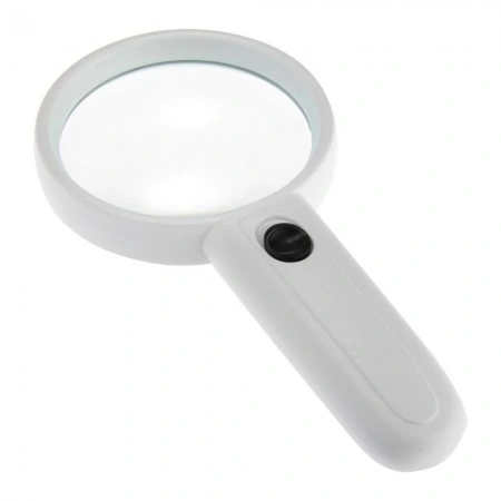 White Plastic Handheld Pocket LED Magnifier Jewelry Magnifying Glass Loupe for Reading