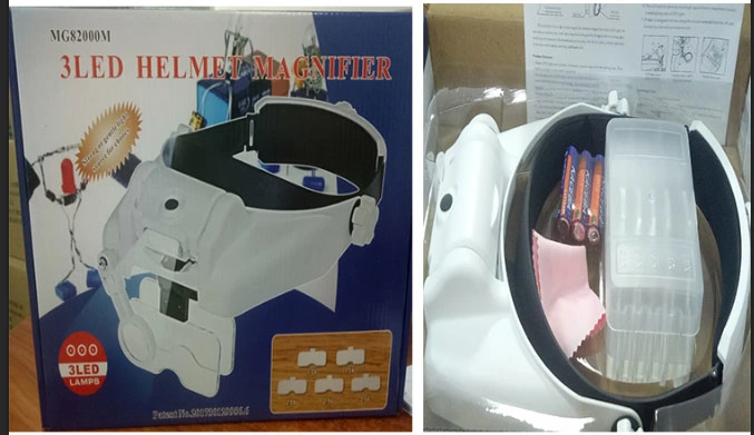 3 LED 1X 1.5X 2.0X 2.5X 3.5X 8X Adjustable Helmet Magnifier