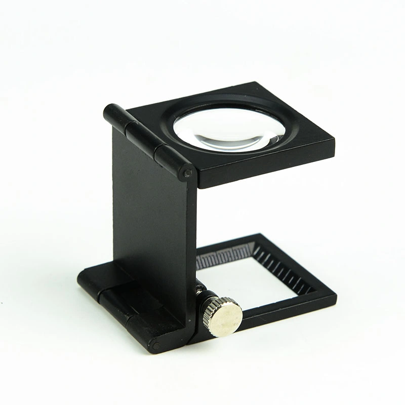 Mini Three-Folding Zinc Alloy Magnifier Magnifying Glass with Scale for Textile