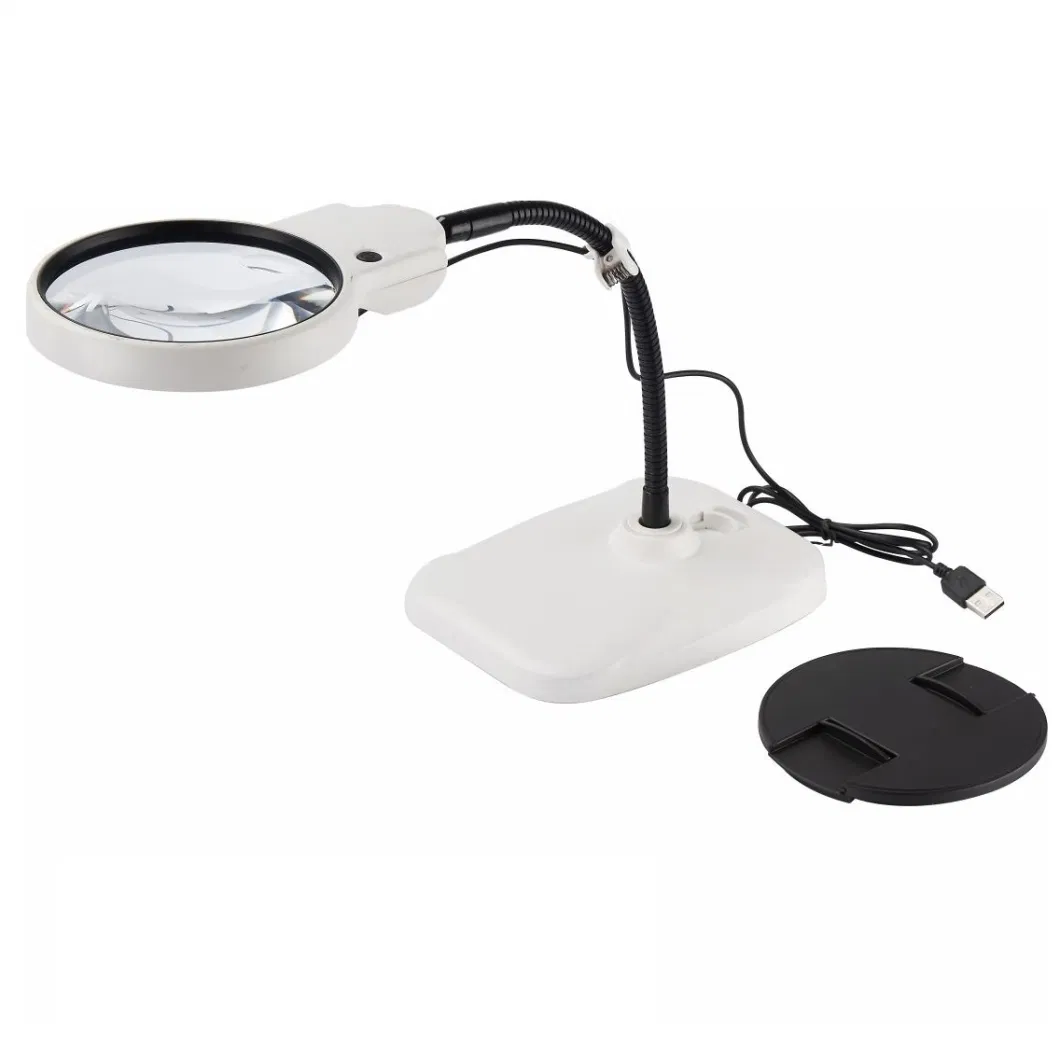Goose Neck Table Magnifying Glass with Cold and Warm Light Adjustable Magnifier