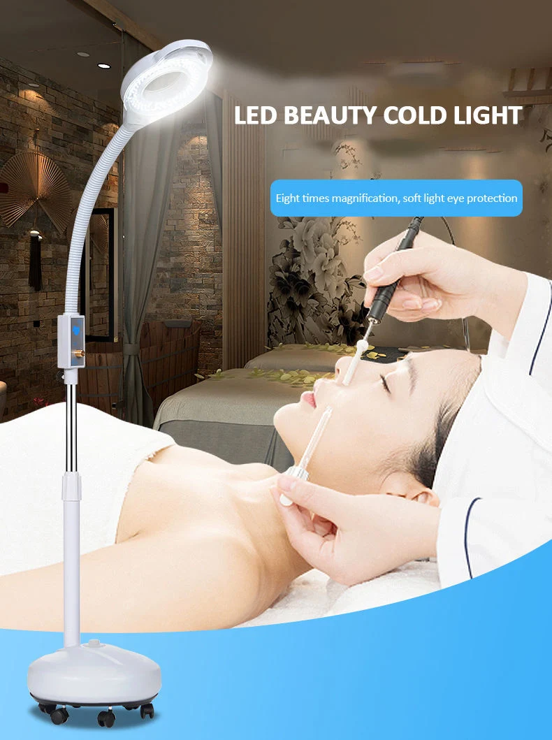 8X Magnifying Floor Magnifier Glass Lamp LED Light with Magnifying Glass for Eyelash Extension Aesthetics