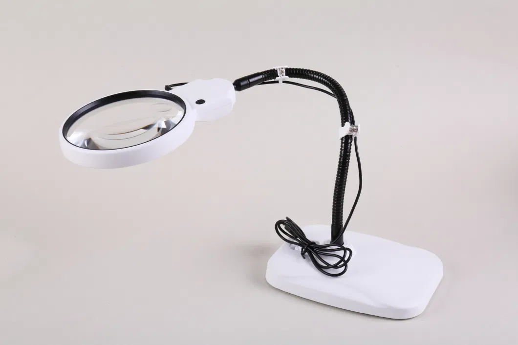 Goose Neck Table Magnifying Glass with Cold and Warm Light Adjustable Magnifier