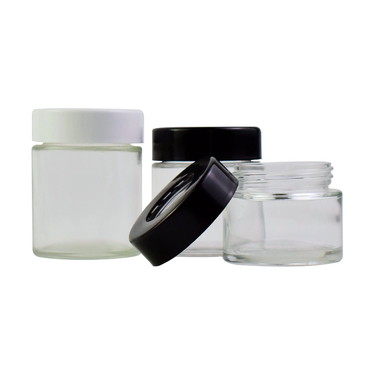 Magnifying Cr Lld Clear and Black Magnified Glass Jar with 1oz 2oz 3oz 4oz 5oz