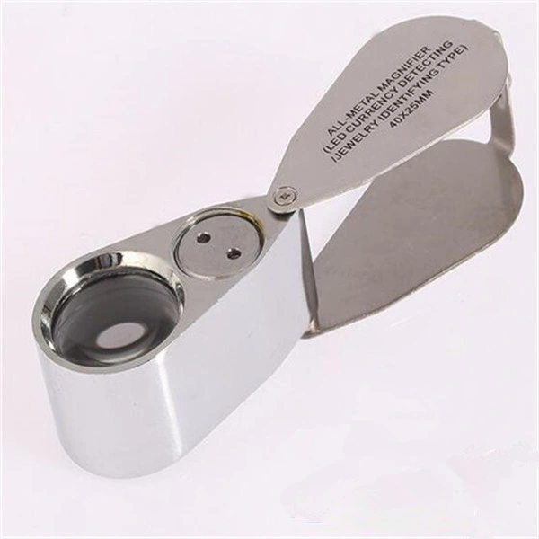 Portable 40X Jewelry Magnifier Loupe, Folding Pocket Mini LED Jewelry Magnifier Lamp/Lens with Light (EGS-9893)