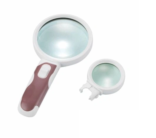 Interchangeable 2.5X/10X Handheld Magnifier 2 LED Magnifying Glass (BM-BG2010)