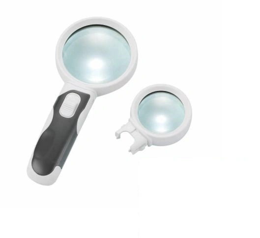 Interchangeable 2.5X/10X Handheld Magnifier 2 LED Magnifying Glass (BM-BG2006)