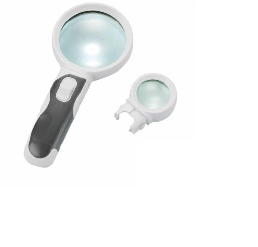 Interchangeable LED Magnifying Glass Magnifier 2.5X/16X Illuminated 2 Lens (BM-BG2005)