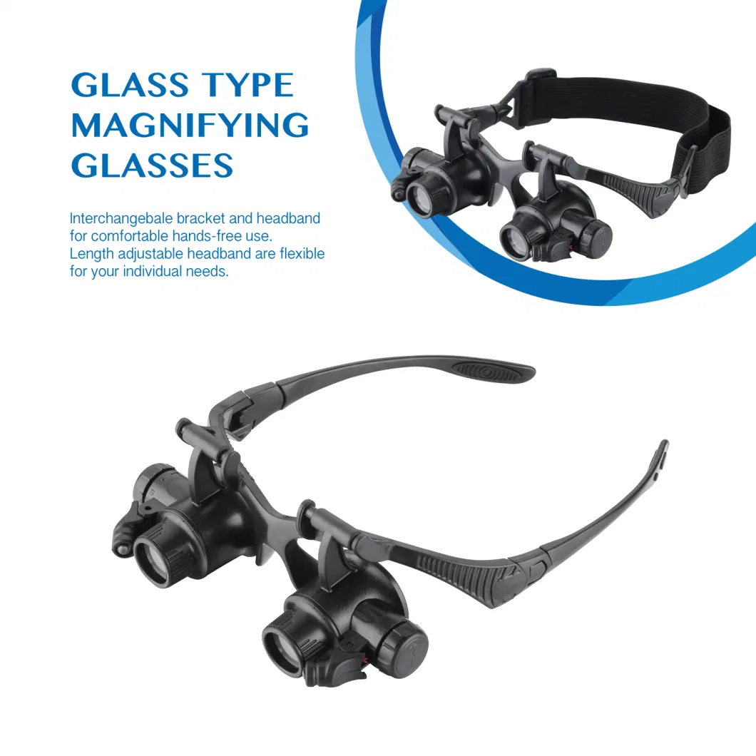 Magnifier LED Illumination Double Eyes Jewelry Magnifying Eyeglass (BM-MG3023)
