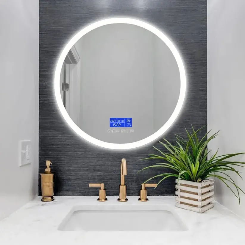 Half Moon Irregular Shape Smart Touch Screen Mirror Frameless Backlit LED Light Wall Mirror