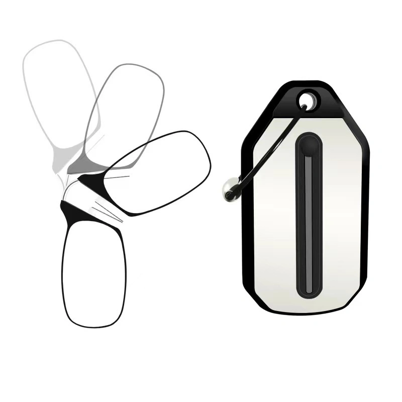 Nose Clip on Thin Folding Reading Glasses with Case
