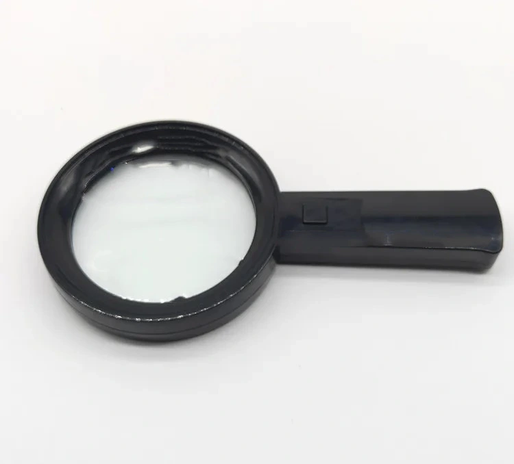 Black Plastic Hand-Held Magnifying Glass with 6LED Lamp Portable Magnifying Glass Reading Magnifying Glass