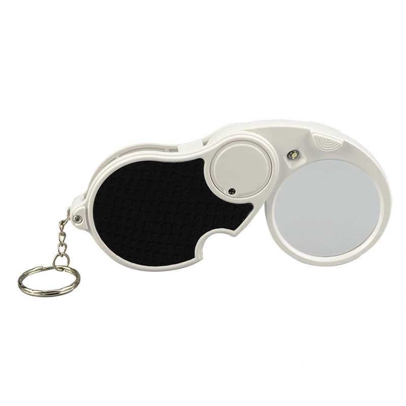 Rotatable Keychain Folding Pocket Portable Key Chain Magnifying Glass Jewelry Loupe Magnifier