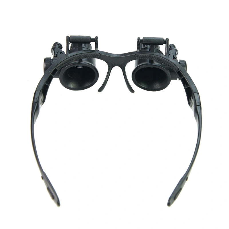 Double Eye Watch Repair Magnifier Jewelry Magnifying Eye Glasses Loupe Lens LED Light