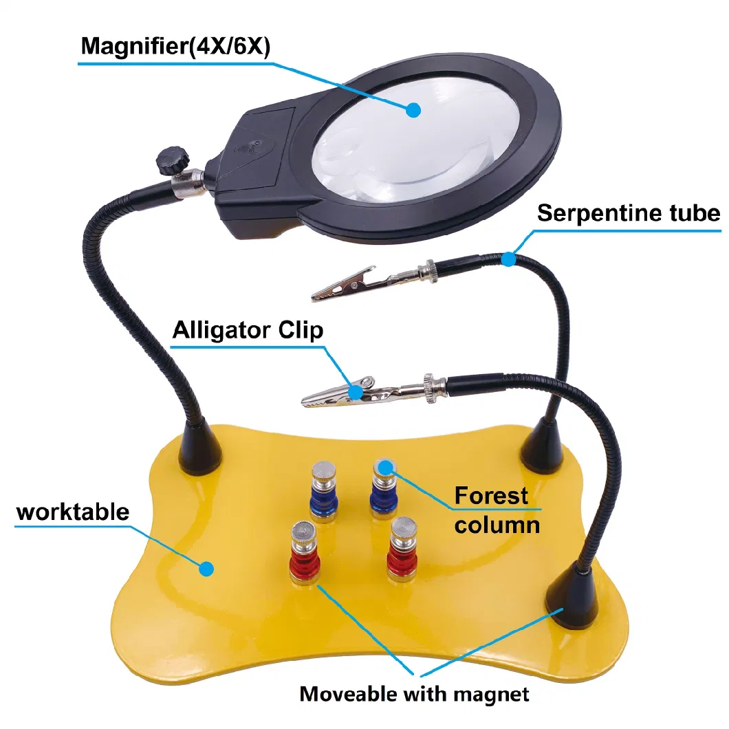 PCB Magnet Platform with Magnifier with LED Light for Welding Auxiliary Helping Hand Magnifying Glass