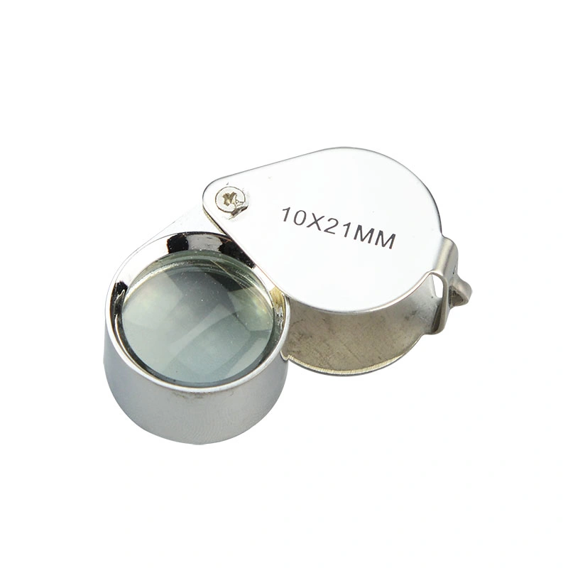 All Metal Silver Folding Optical Triplet Jewelry Loupes Identification Magnifier