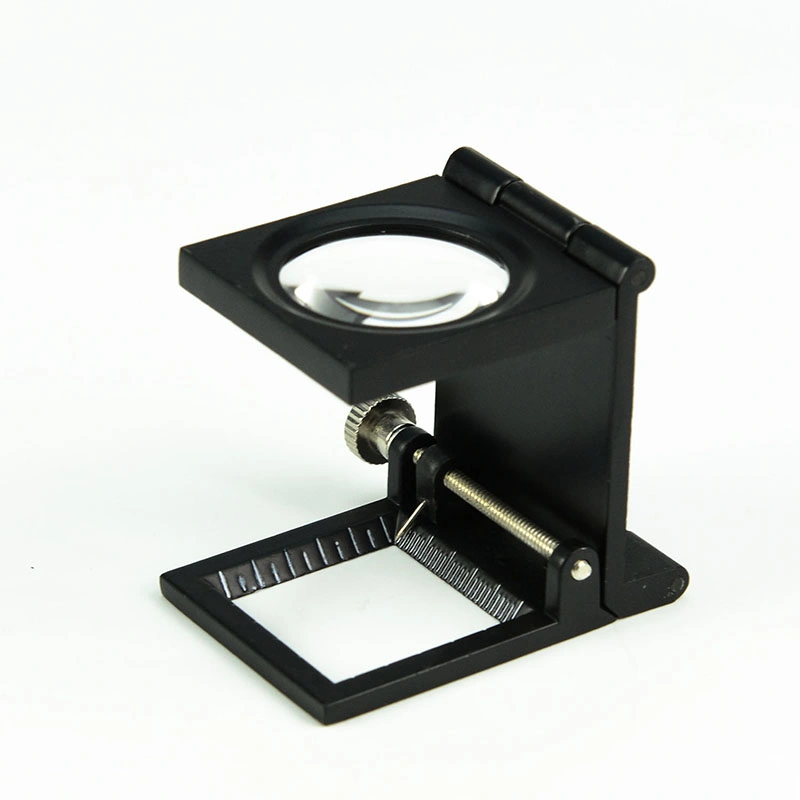 Mini Three-Folding Zinc Alloy Magnifier Magnifying Glass with Scale for Textile