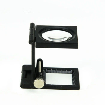 Mini Three-Folding Zinc Alloy Magnifier Magnifying Glass with Scale for Textile