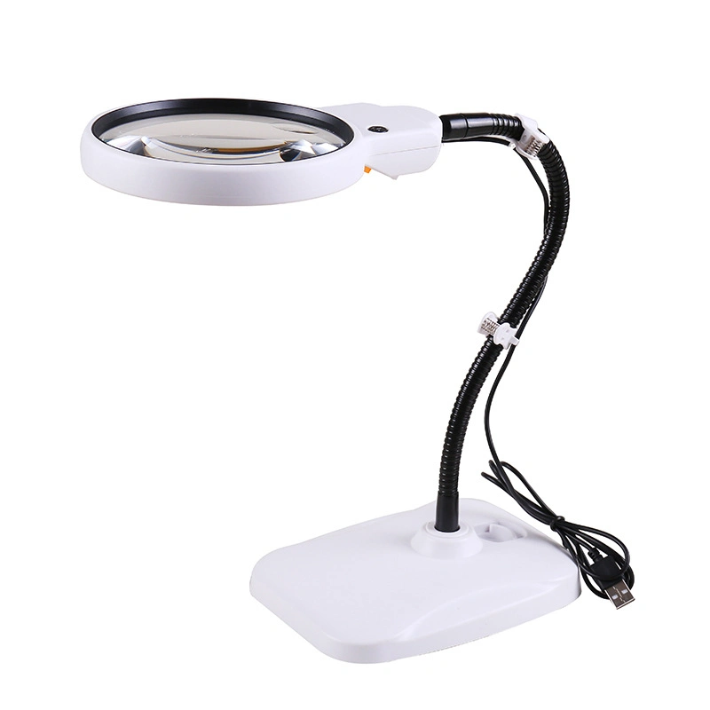 2.5X 6X Big Lens LED Table Magnifier Desktop Magnifying Glass with USB Cable