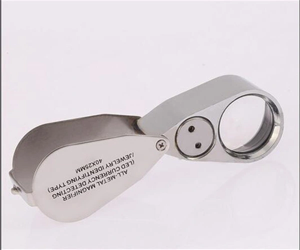 Portable 40X Jewelry Magnifier Loupe, Folding Pocket Mini LED Jewelry Magnifier Lamp/Lens with Light (EGS-9893)
