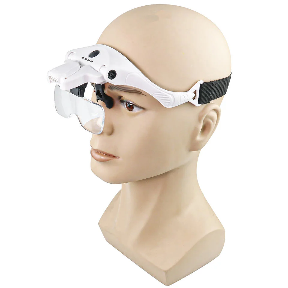 New Arrived Rechargeable 4LED Eyeglass Bracket Magnifier Head Wear Magnifying Glass