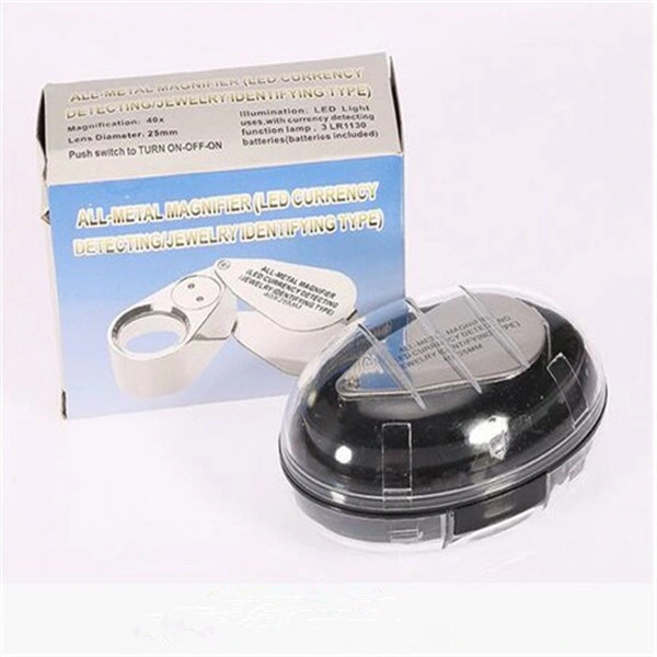 Portable 40X Jewelry Magnifier Loupe, Folding Pocket Mini LED Jewelry Magnifier Lamp/Lens with Light (EGS-9893)