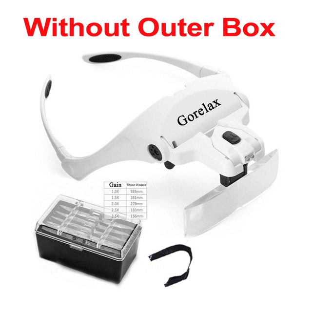 Magnifying Glasses LED Light Lamp Head Loupe Jeweler Headband Magnifier Eye Glasses Optical Glass Tool Repair Reading Magnifier