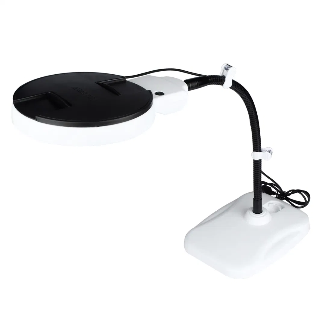 Goose Neck Table Magnifying Glass with Cold and Warm Light Adjustable Magnifier