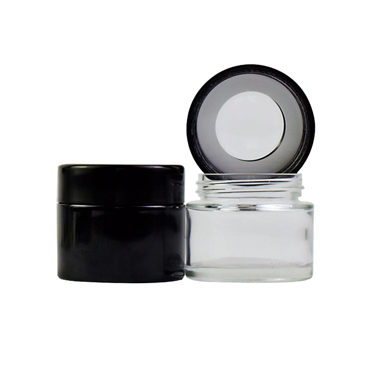 Magnifying Cr Lld Clear and Black Magnified Glass Jar with 1oz 2oz 3oz 4oz 5oz