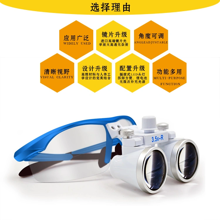 3.5X 2.5X LED Dental Eye Loupe Magnifier Glasses Medical Surgical Loupe