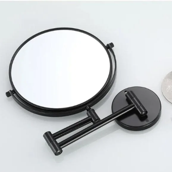 Dressing Mirror Wall Mounted Magnifying Two-Sides Space Aluminum Black Makeup Mirror Lady Gift