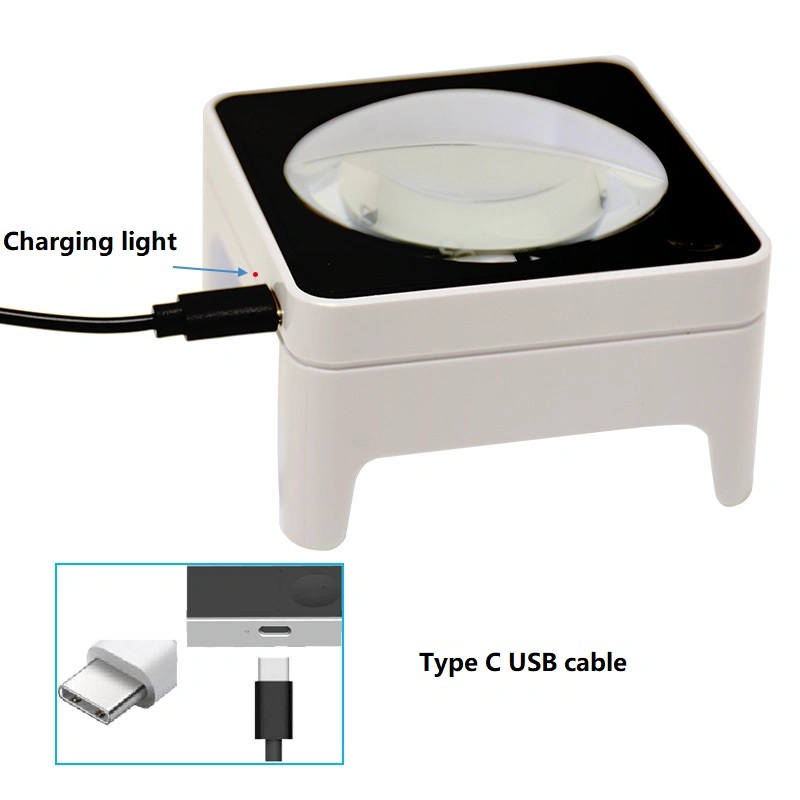 High Quality Square Magnifier with Dimmable LED Light with Rechargeable Lithium Battery 3X