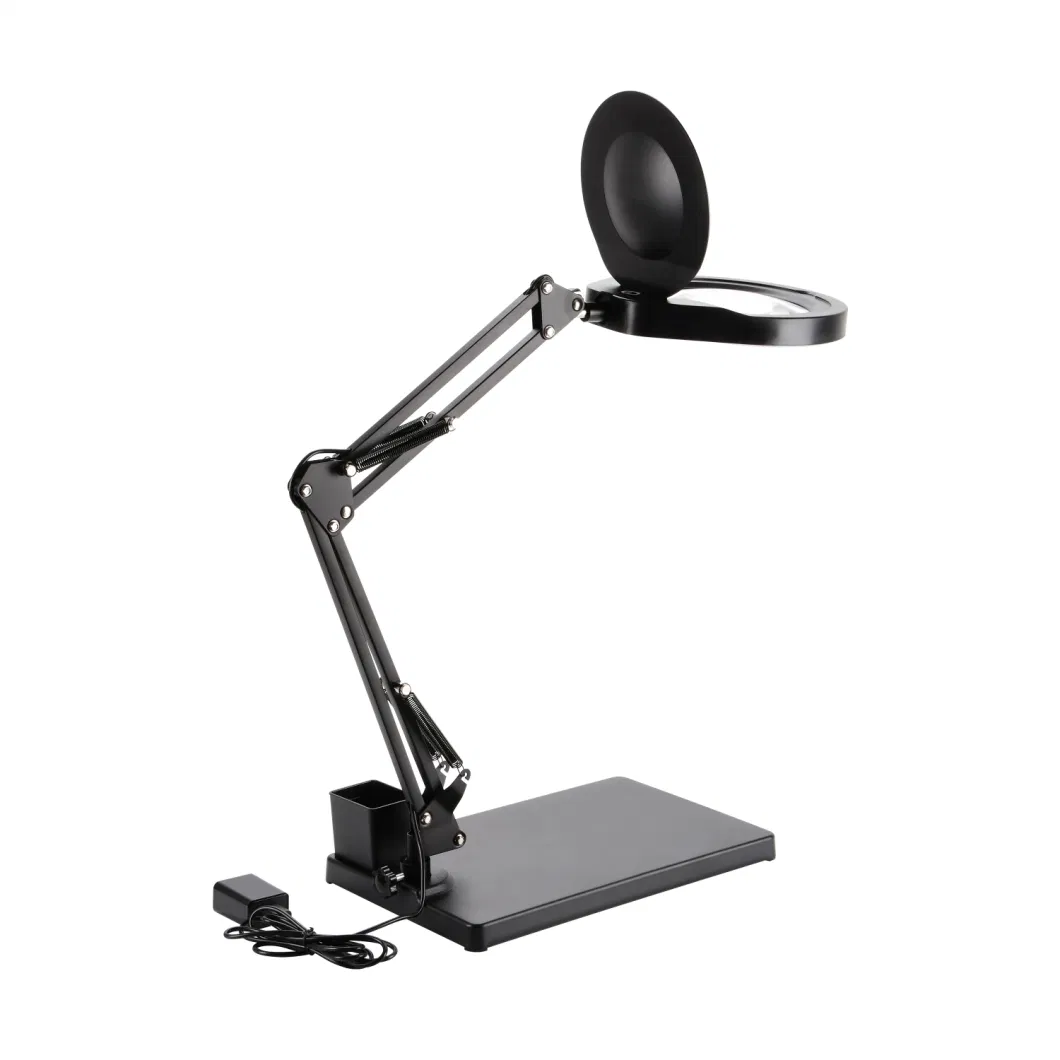 Table Desk Magnifier Optical Glass LED 5D Magnifying Lamp with Three Levels of Brightness (BM-LMG1002)