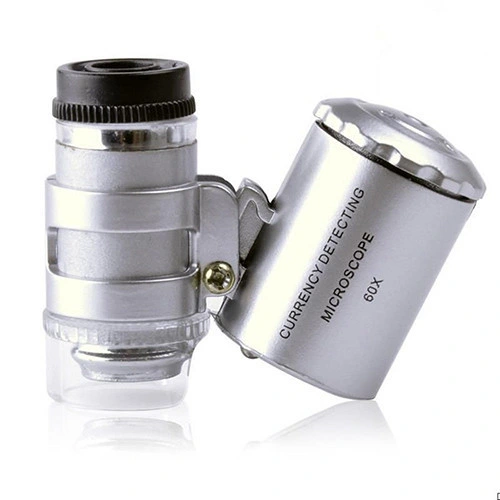 Mini 60X LED UV Light Pocket Microscope Jeweler Magnifier Loupe