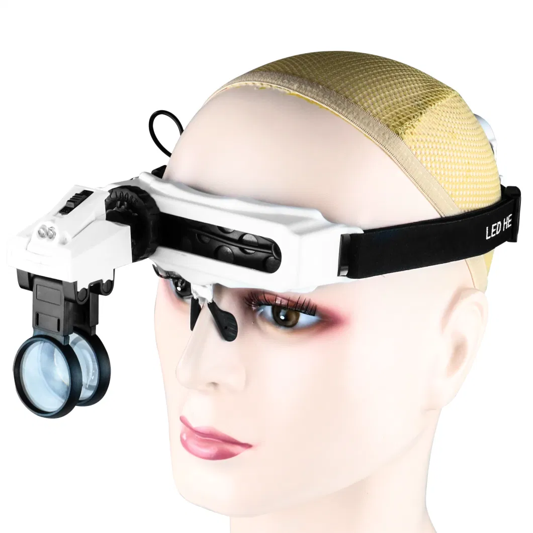 Factory New Hands Free Head Mount 2LED Wearing Eyeglass Magnifer for Close Work, Jewelry, Watch Repair, Arts, Craft, Reading