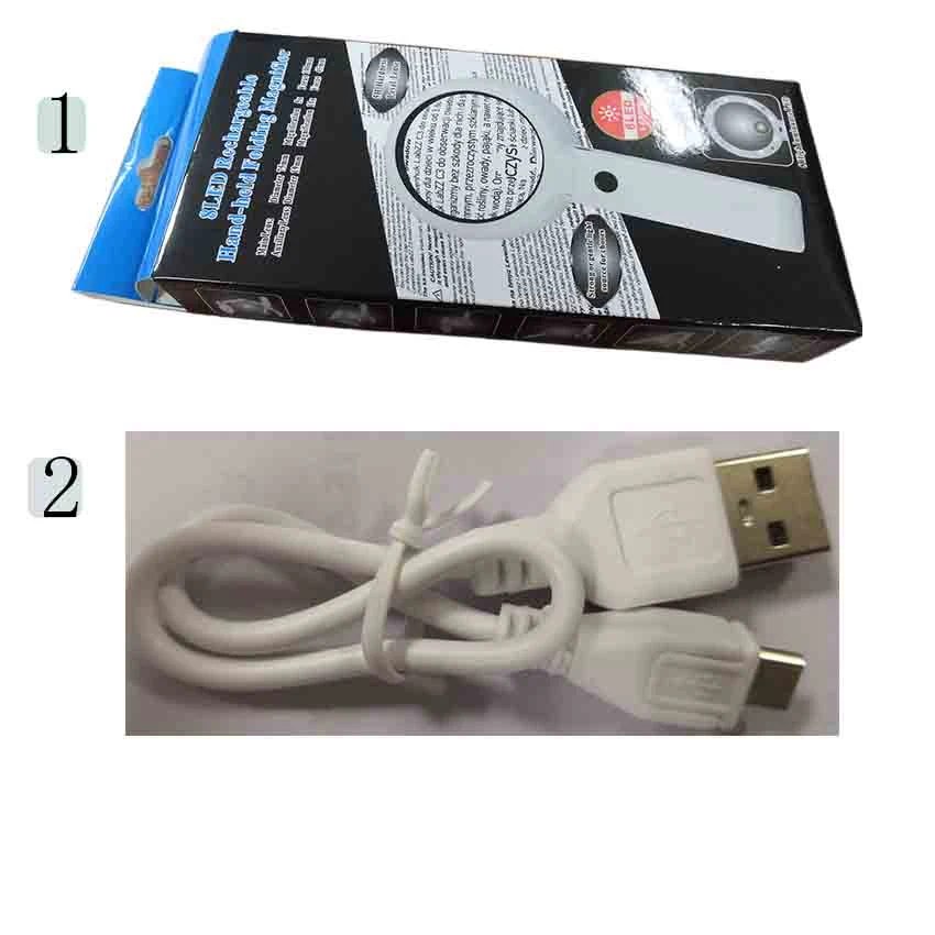 8 LED USB Rechargeable Hand-Held Folding Magnifier