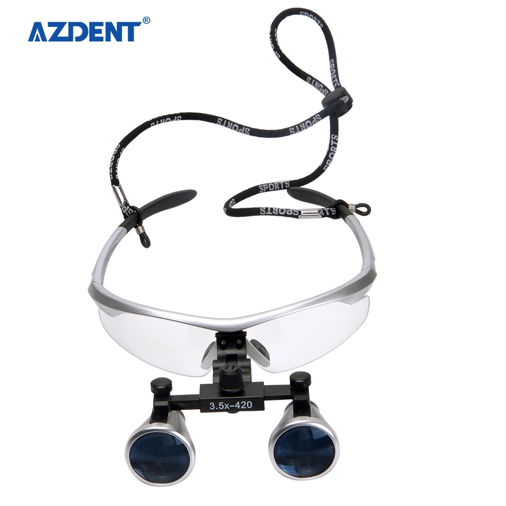 Azdent Dental Medical Headlight Dentist Clinic Use Portable Red Color Headband Magnifier Loupe 3.5X-420 Sliver Color