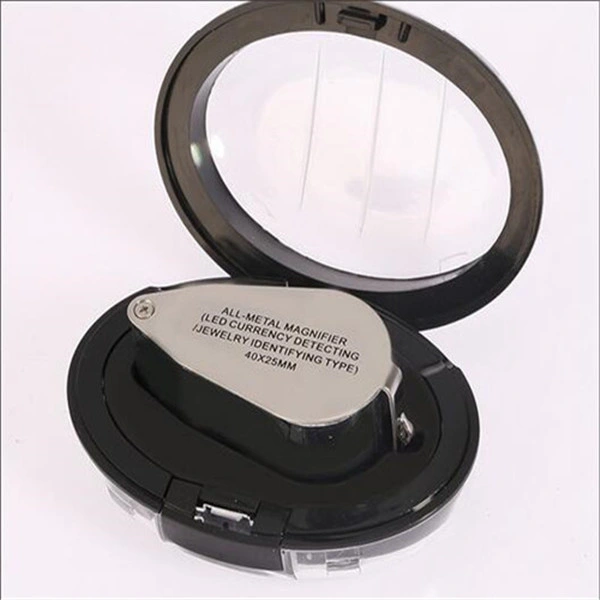 Portable 40X Jewelry Magnifier Loupe, Folding Pocket Mini LED Jewelry Magnifier Lamp/Lens with Light (EGS-9893)