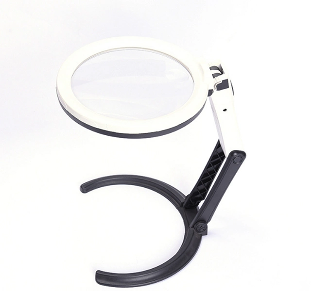 Folding Handheld Magnifying Glass Illuminating Desktop Magnifier with 10 LED Light