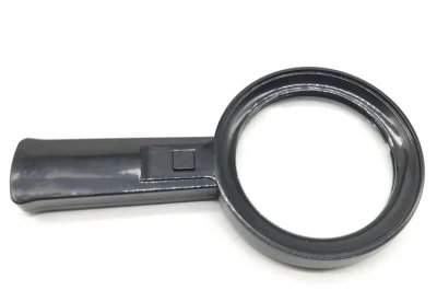 Lupa de mano de plástico negro con lupa portátil de 6LED lámparas Cristal de lectura Lupa