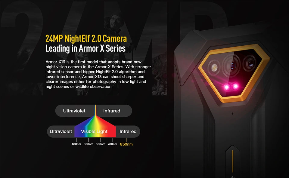 Global Version Night Vision Ulefone Armor X13 6GB+64GB 50MP Camera Helio NFC Unlocked Rugged Smart Mobile Phone